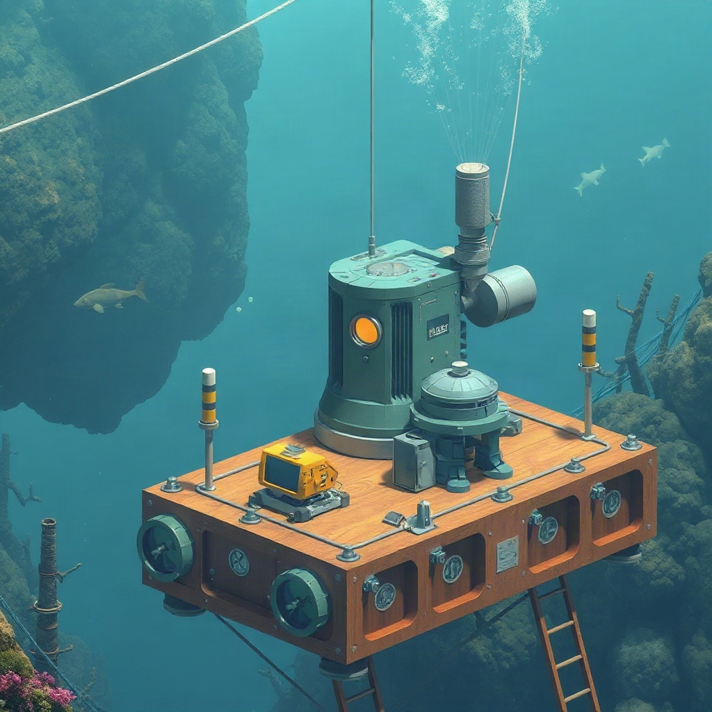 AI generated underwater research station illustration